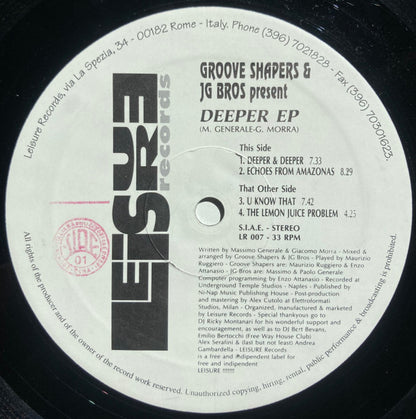 Groove Shapers, JG Bros. – Deeper EP (12", Italy)