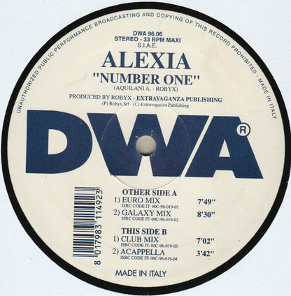 Alexia – Number One (12", Italy - 1996)