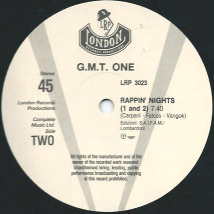 G.M.T. One – Rappin' Reggae Night (12", Italy - 1987)