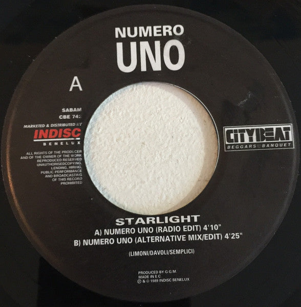 Starlight – Numero Uno (7", Benelux - 1989)