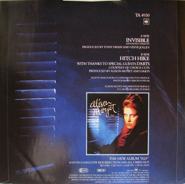 Alison Moyet – Invisible (Extended Version) (12", UK - 1984)