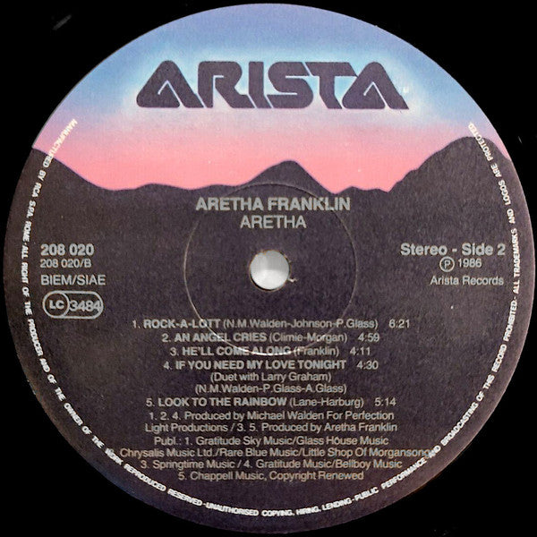 Aretha Franklin – Aretha (LP, Album, Italy - 1986)