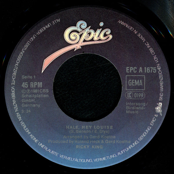 Ricky King – Halé, Hey Louise (7", Germany - 1981)