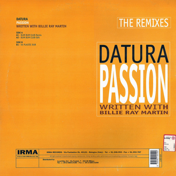 Datura – Passion (The Remixes) (12", Italy - 1997)