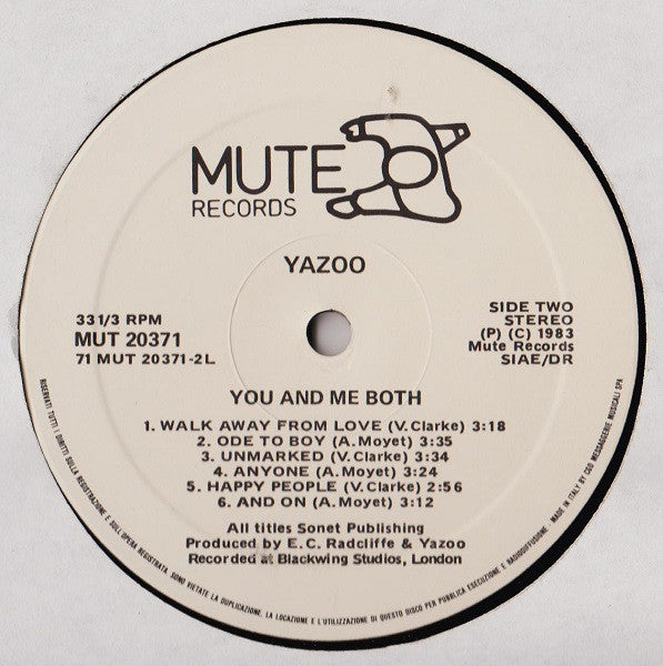 Yazoo – You And Me Both (LP, Album, Italy - 1983)