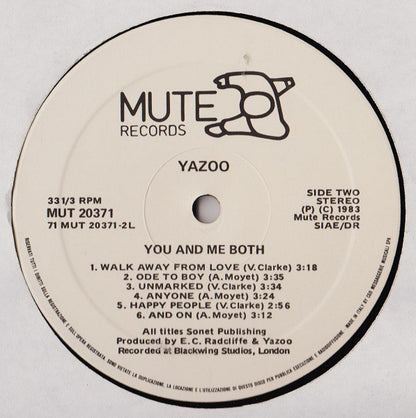 Yazoo – You And Me Both (LP, Album, Italy - 1983)