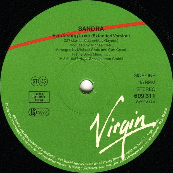 Sandra – Everlasting Love (12", Europe - 1987)