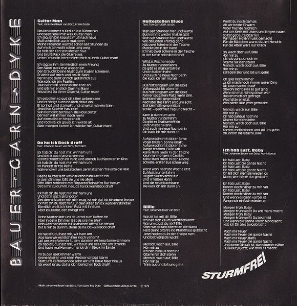 Bauer, Garn & Dyke – Sturmfrei (LP, Album, Germany - 1979)
