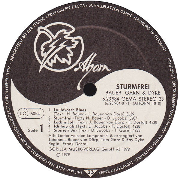 Bauer, Garn & Dyke – Sturmfrei (LP, Album, Germany - 1979)