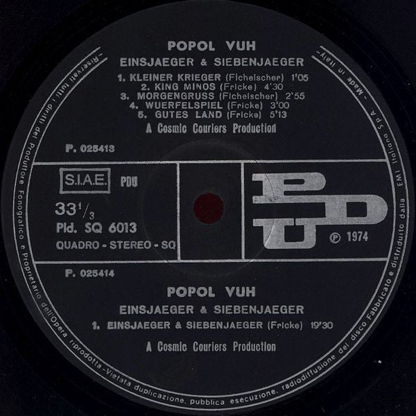 Popol Vuh – Einsjäger & Siebenjäger (LP, Album, Italy - 1975)