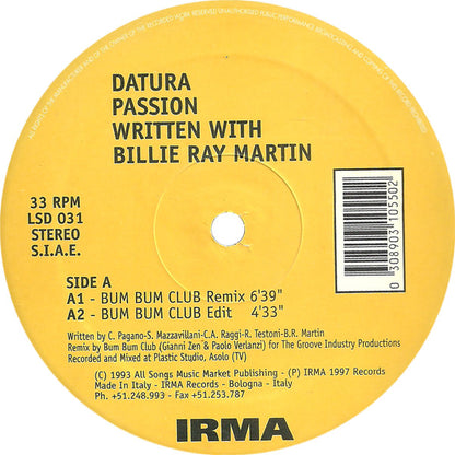 Datura – Passion (The Remixes) (12", Italy - 1997)