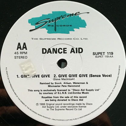 Dance Aid – Give Give Give (12", UK - 1987)