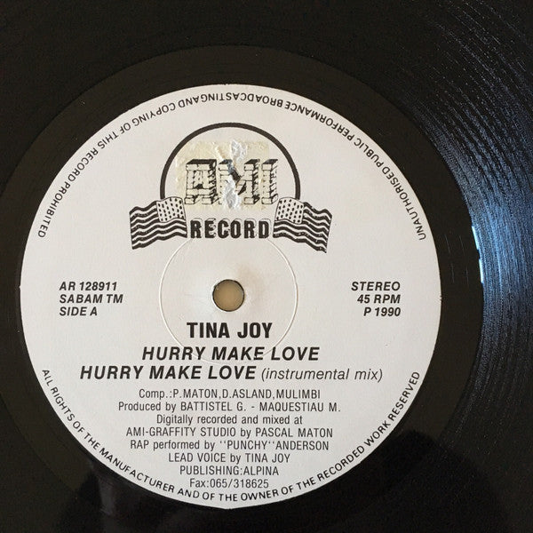 Tina Joy – Hurry Make Love (12", Belgium - 1990)