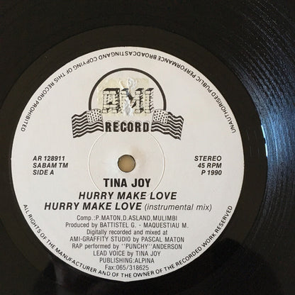 Tina Joy – Hurry Make Love (12", Belgium - 1990)