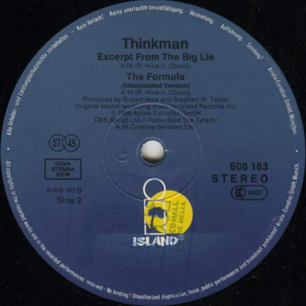 Thinkman – The Formula (12", Europe - 1986)
