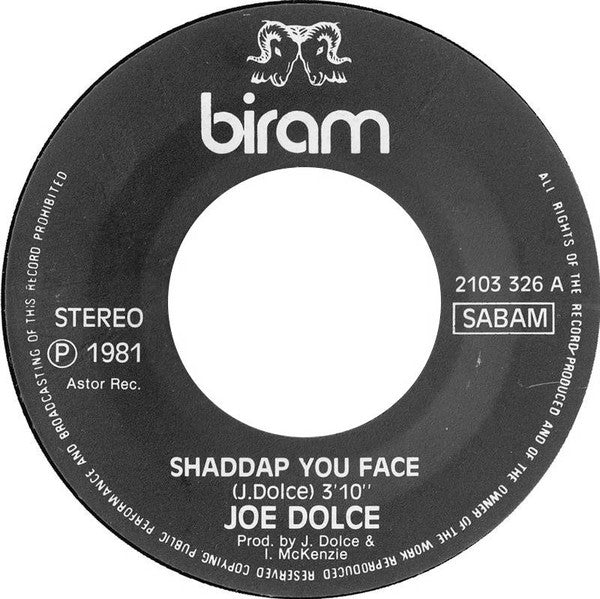 Joe Dolce – Shaddap You Face (7", Belgium - 1981)