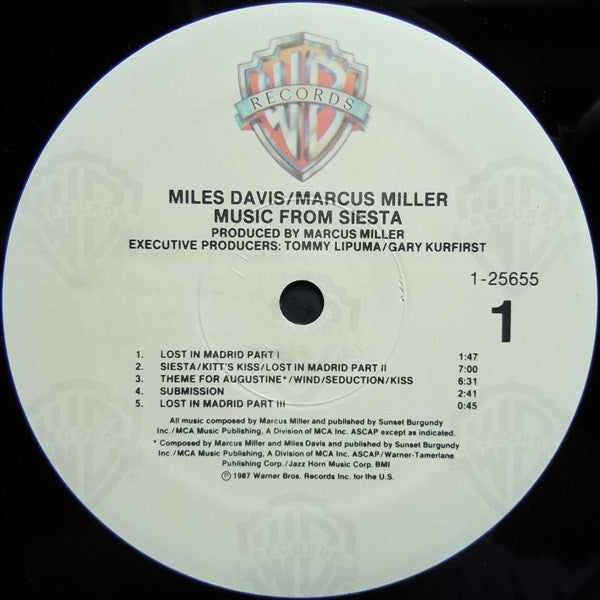 Miles Davis, Marcus Miller – Music From Siesta (LP, Album, US - 1987)