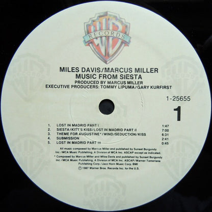 Miles Davis, Marcus Miller – Music From Siesta (LP, Album, US - 1987)