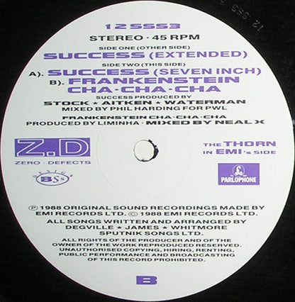 Sigue Sigue Sputnik, Stock, Aitken & Waterman – Success (12", UK - 1988)