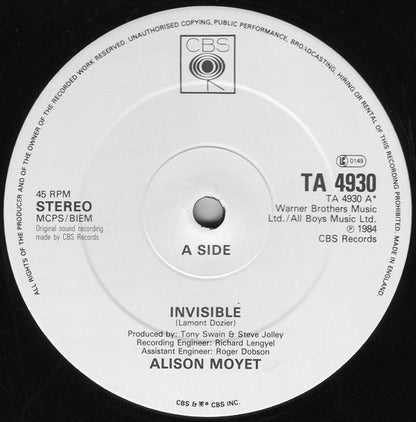 Alison Moyet – Invisible (Extended Version) (12", UK - 1984)