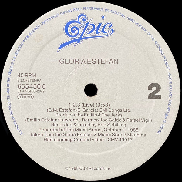 Gloria Estefan – Get On Your Feet (12", Europe - 1989)