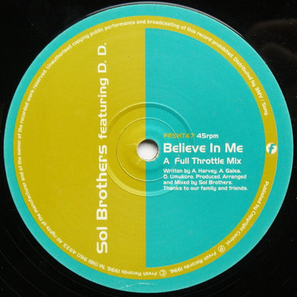Sol Brothers – Believe In Me (12", UK - 1996)