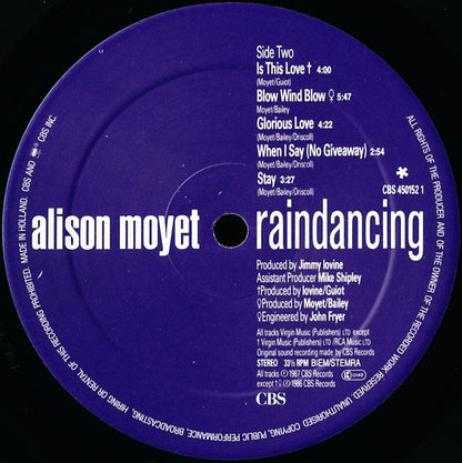 Alison Moyet – Raindancing (LP, Album, Europe - 1987)