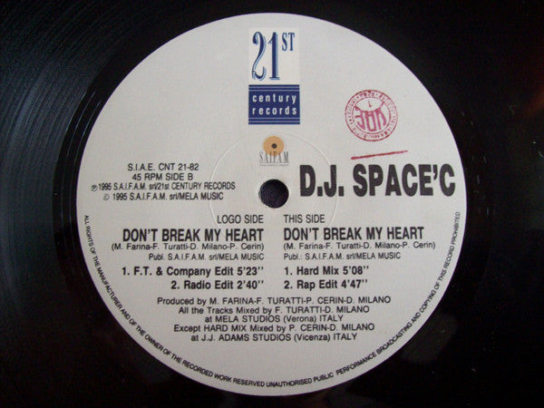 DJ Space'C – Don't Break My Heart (12", Italy - 1995)