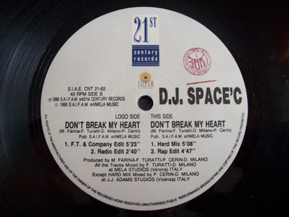 DJ Space'C – Don't Break My Heart (12", Italy - 1995)