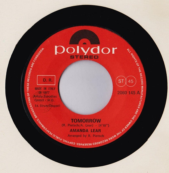 Amanda Lear – Tomorrow (7", Italy - 1977)