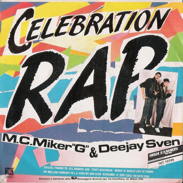MC Miker G. & DJ Sven – Celebration Rap (7", Italy - 1986)