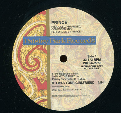 Prince – If I Was Your Girlfriend (12", US - 1987)