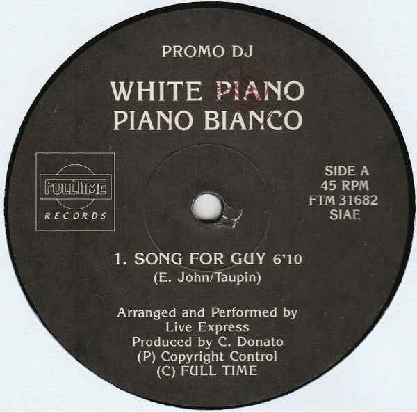 White Piano, Piano Bianco – Song For Guy (12", Italy - 1990)