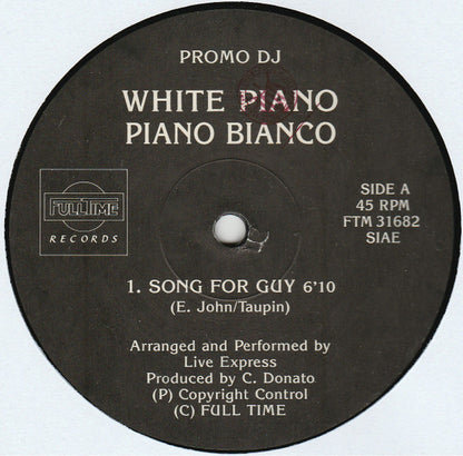 White Piano, Piano Bianco – Song For Guy (12", Italy - 1990)