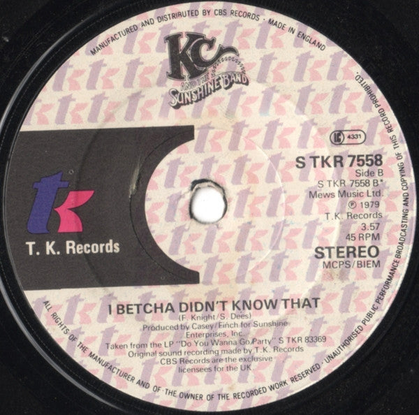 KC & The Sunshine Band – Please Don't Go (7", UK - 1979)