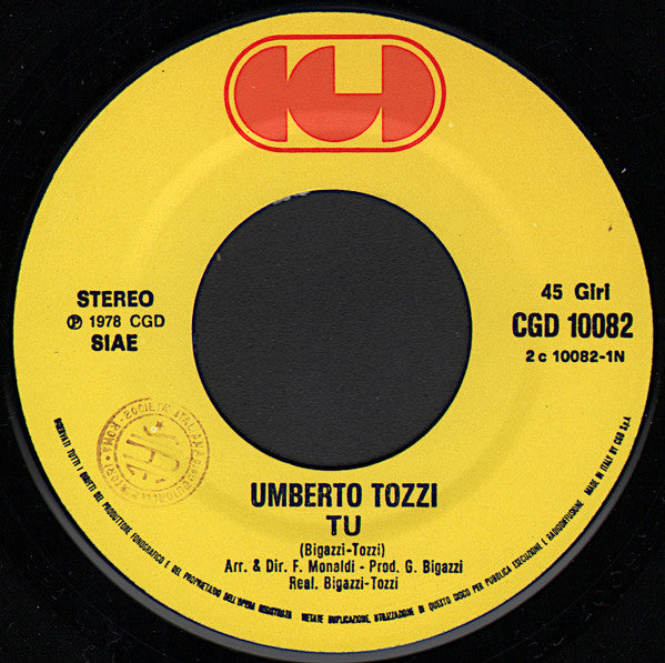Umberto Tozzi – Tu (7", Italy - 1978)