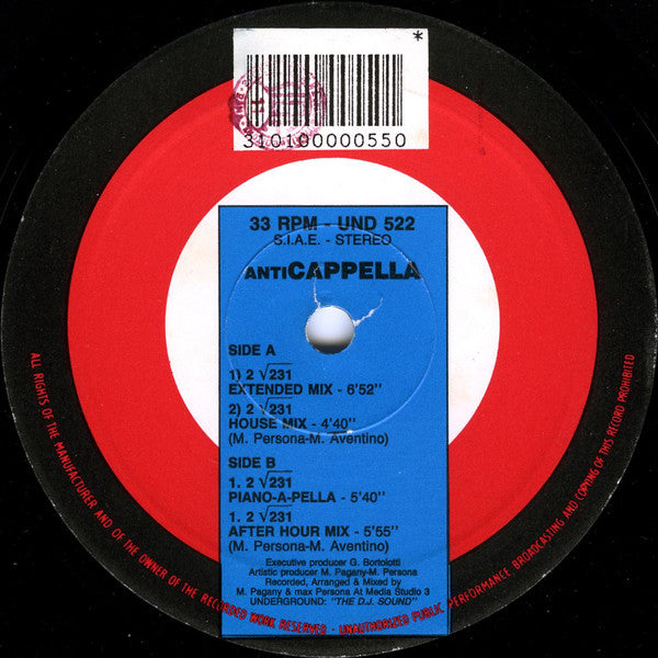 Anticappella – 2√231 (12", Italy - 1991)