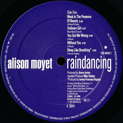 Alison Moyet – Raindancing (LP, Album, Europe - 1987)
