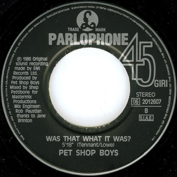 Pet Shop Boys – Opportunities (Let's Make Lots Of Money) (7", Italy - 1986)