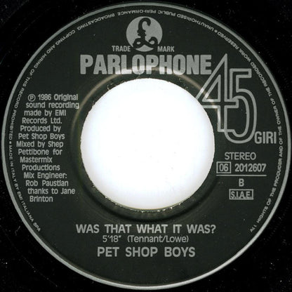 Pet Shop Boys – Opportunities (Let's Make Lots Of Money) (7", Italy - 1986)