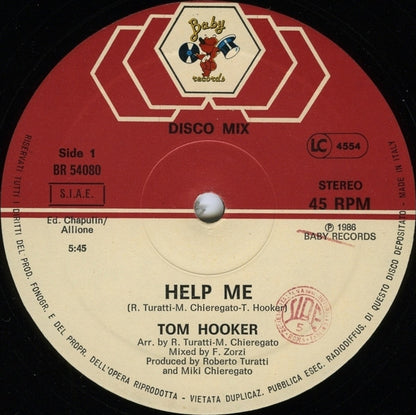 Tom Hooker – Help Me (12", Italy - 1986)