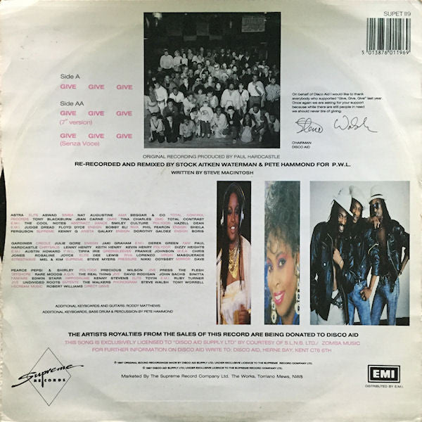 Dance Aid – Give Give Give (12", UK - 1987)
