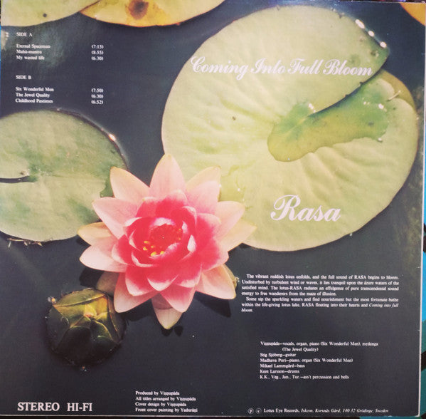 Rasa (4) – Coming Into Full Bloom (LP, Album, Sweden - 1979)