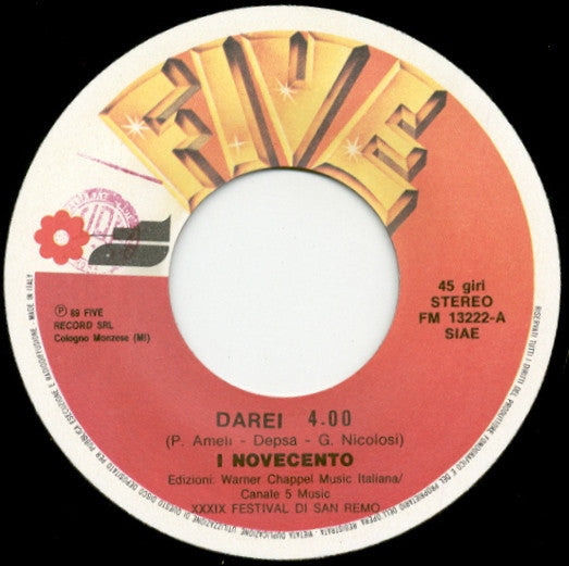 Novecento – Darei (7", Italy - 1989)