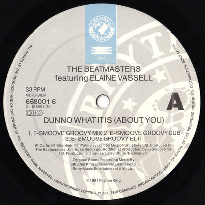 The Beatmasters, Elaine Vassell – Dunno What It Is (About You) (12", UK - 1992)