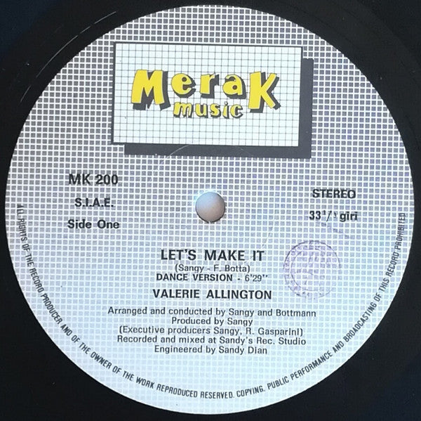 Valery Allington – Let's Make It (12", Italy - 1984)