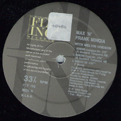 Max 'N' Frank Minoia, Melvin Hudson – Rumors (12", Italy - 1993)