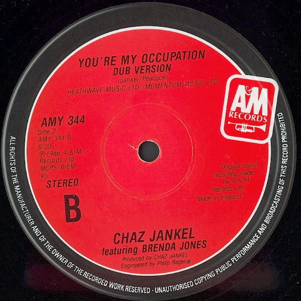 Chas Jankel, Brenda Jones – You're My Occupation (12", UK - 1986)