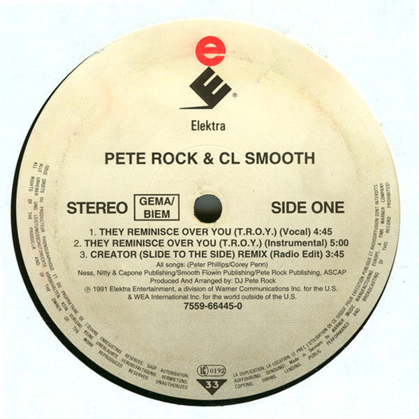 Pete Rock & C.L. Smooth – They Reminisce Over You (T.R.O.Y.) (12", Europe - 1992)