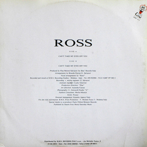 Ross – Can't Take My Eyes Off You (12", Italy - 1986)